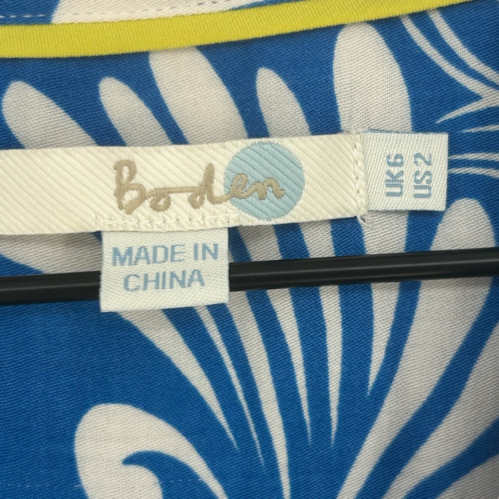 Boden Blue & White Pattern Longsleeve V-Neck Mini Dress In Women's Size 2 - Picture 3 of 9